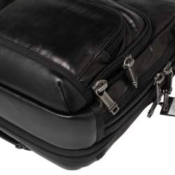 Pre Owned TUMI Metallic Dark Brown/Black Leather Alpha Bravo Andersen Slim Commuter Briefcase