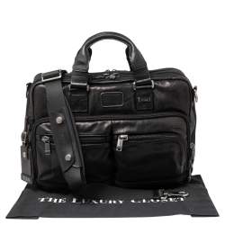 Pre Owned TUMI Metallic Dark Brown/Black Leather Alpha Bravo Andersen Slim Commuter Briefcase