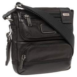 TUMI Dark Brown/Black Leather Alpha Bravo Barstow Messenger Bag