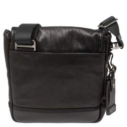 TUMI Dark Brown/Black Leather Alpha Bravo Barstow Messenger Bag