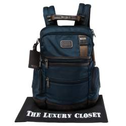 Pre Owned TUMI Blue/Black Leather And Ballistic Nylon Alpha Bravo Knox Backpack