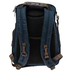Pre Owned TUMI Blue/Black Leather And Ballistic Nylon Alpha Bravo Knox Backpack