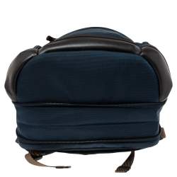 Pre Owned TUMI Blue/Black Leather And Ballistic Nylon Alpha Bravo Knox Backpack