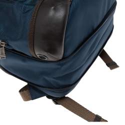 Pre Owned TUMI Blue/Black Leather And Ballistic Nylon Alpha Bravo Knox Backpack