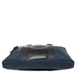 TUMI Navy Blue/Black Nylon and Leather Bravo Alpha Aviano Slim Briefcase
