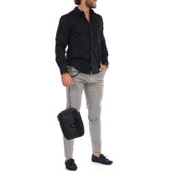 Pre Owned Tumi Black Nylon And Leather Triple Zip Alpha Pouch