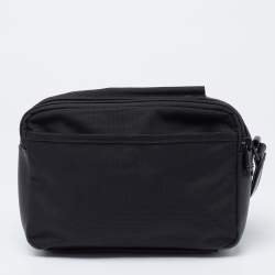 Pre Owned Tumi Black Nylon And Leather Triple Zip Alpha Pouch