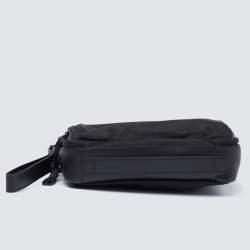 Pre Owned Tumi Black Nylon And Leather Triple Zip Alpha Pouch