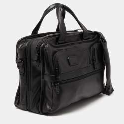 Pre Owned TUMI Black Leather Alpha 2 Expandable Organizer Briefcase Laptop Bag