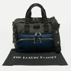 TUMI Grey/Blue Nylon Alpha Bravo Albany Slim Commuter Briefcase