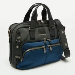 TUMI Grey/Blue Nylon Alpha Bravo Albany Slim Commuter Briefcase