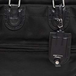 TUMI Black Crocodile Embossed Leather and Nylon Briefcase