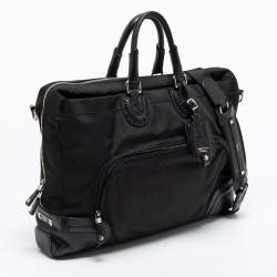 TUMI Black Crocodile Embossed Leather and Nylon Briefcase