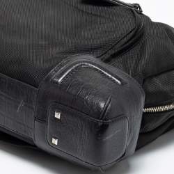 TUMI Black Crocodile Embossed Leather and Nylon Briefcase