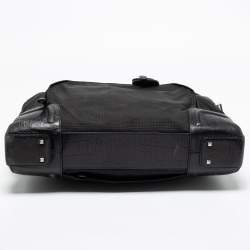 TUMI Black Crocodile Embossed Leather and Nylon Briefcase