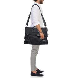 TUMI Black Crocodile Embossed Leather and Nylon Briefcase