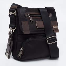 Pre Owned Tumi Black/Brown Nylon and Leather Alpha Bravo Barstow Messenger Bag