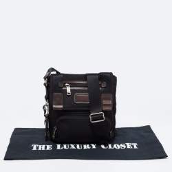 Pre Owned Tumi Black/Brown Nylon and Leather Alpha Bravo Barstow Messenger Bag