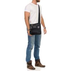 Pre Owned Tumi Black/Brown Nylon and Leather Alpha Bravo Barstow Messenger Bag