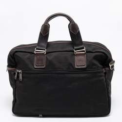 Pre Owned TUMI Black/Brown Nylon And Leather Alpha Bravo Briefcase