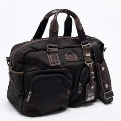 Pre Owned TUMI Black/Brown Nylon And Leather Alpha Bravo Briefcase