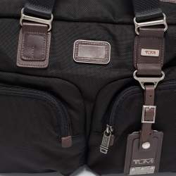 Pre Owned TUMI Black/Brown Nylon And Leather Alpha Bravo Briefcase