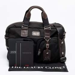 Pre Owned TUMI Black/Brown Nylon And Leather Alpha Bravo Briefcase