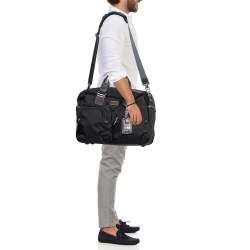 Pre Owned TUMI Black/Brown Nylon And Leather Alpha Bravo Briefcase