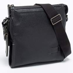 Pre Owned TUMI Black Leather Harrison Scott Messenger Bag