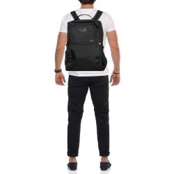 TUMI Black Canvas and Leather Alpha 3 Brief Pack Backpack