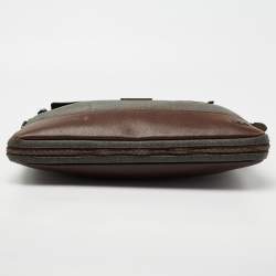 Tumi Brown/Grey Coated Canvas and Leather Bedford Jefferson Slim Briefcase 