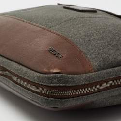 Tumi Brown/Grey Coated Canvas and Leather Bedford Jefferson Slim Briefcase 