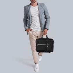 Tumi Black Nylon Alpha Deluxe Laptop Briefcase