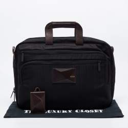 Tumi Black/Brown Nylon and Leather Dror Reversible Briefcase Bag