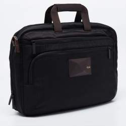 Tumi Black/Brown Nylon and Leather Dror Reversible Briefcase Bag