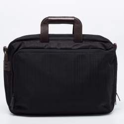 Tumi Black/Brown Nylon and Leather Dror Reversible Briefcase Bag