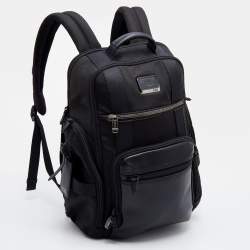 TUMI Black Nylon and Leather Backpack
