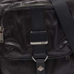 Tumi Black Leather Alpha Bravo Arnold Zip Flap Expandable Messenger Bag