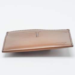 Pre Owned Tumi Brown Leather Money Clip Card Holder