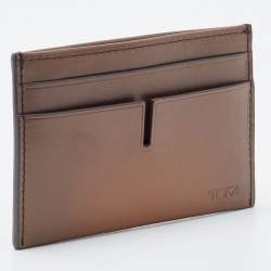 Pre Owned Tumi Brown Leather Money Clip Card Holder