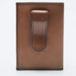 Pre Owned Tumi Brown Leather Money Clip Card Holder