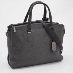 TUMI Grey/Brown Coated Canvas and Leather Document and Laptop Bag