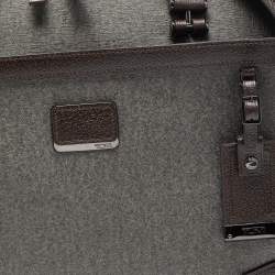 TUMI Dark Brown/Grey Coated Canvas and leather Astor Regis Slim Zip Top Briefcase