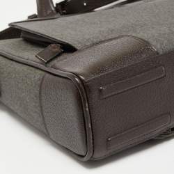 TUMI Dark Brown/Grey Coated Canvas and leather Astor Regis Slim Zip Top Briefcase
