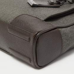 TUMI Dark Brown/Grey Coated Canvas and leather Astor Regis Slim Zip Top Briefcase