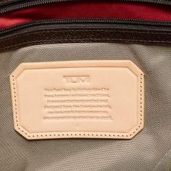 TUMI Dark Brown/Grey Coated Canvas and leather Astor Regis Slim Zip Top Briefcase