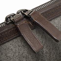 TUMI Dark Brown/Grey Coated Canvas and leather Astor Regis Slim Zip Top Briefcase