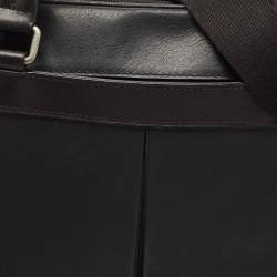 TUMI Black/Dark Brown Leather Berwick Double Zip Briefcase