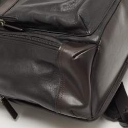 TUMI Dark Brown/Black Leather Navigation Backpack