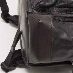 TUMI Dark Brown/Black Leather Navigation Backpack